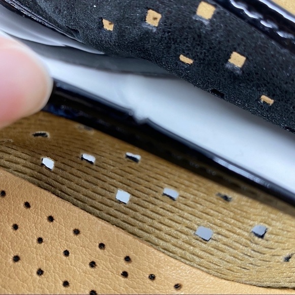 Gabor black shimmering leather laser cut flats - Picture 3 of 12